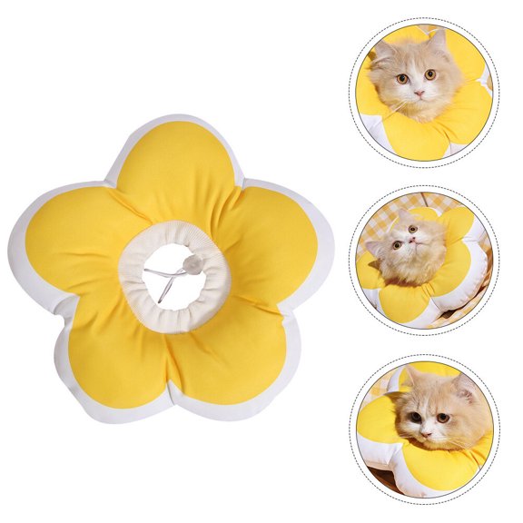 FENGGUIQU Yellow Cat Recovery Collar, Lightweight Protective Anti-Scratch Surgery Cone for Cats