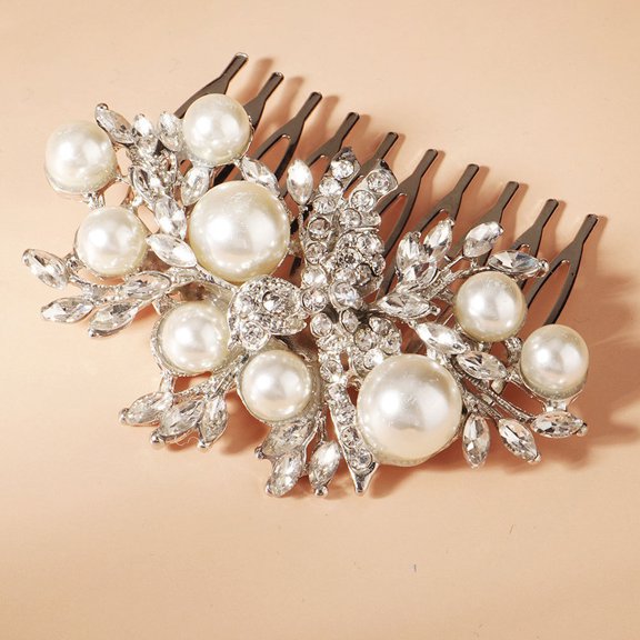 FENGGUIQU Wedding Comb Easy to Wear Silver Zinc Alloy for Women Evening Party Accessories 1Pcs