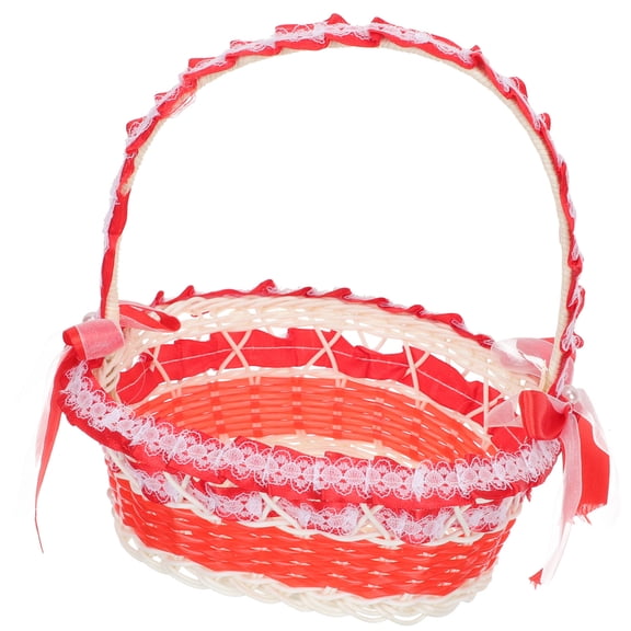 FENGGUIQU Wedding Party Flower Basket Red Rustic Storage for Candy Treats and Favors