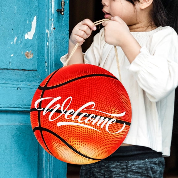 FENGGUIQU Basketball Wall Hanging Welcome Sign Multi Wood Wall Decor 1 Set