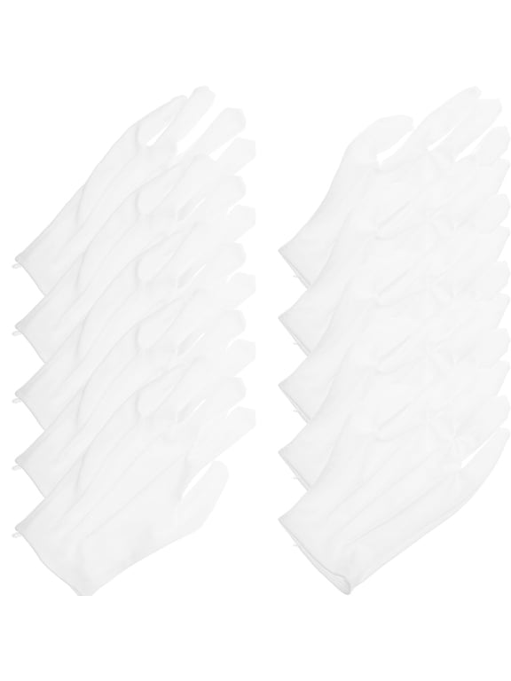White Nylon Breathable Gloves for Handling Jewelry Crafts 10 Pairs