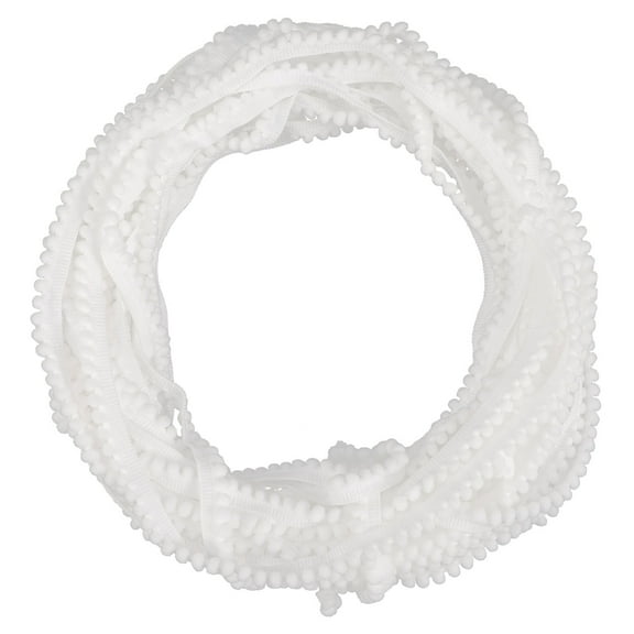 FENGGUIQU White Pom Pom Fringe Ribbon Trim 1.5 Inch for Crafts, Home Decor, Seasonal Projects and Sewing Accents