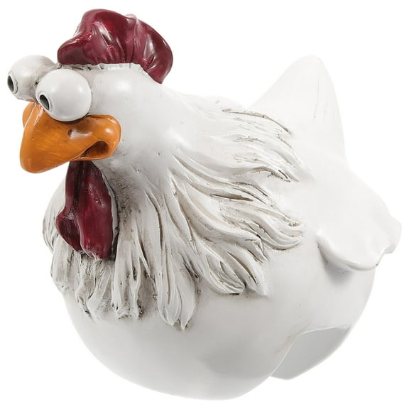 FENGGUIQU White Resin Hen Lawn Sculpture Garden Chicken Decor with Creative Landscape Design