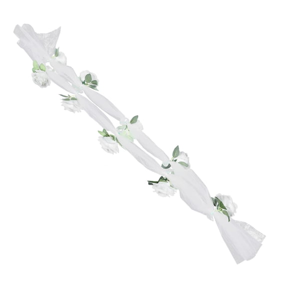 FENGGUIQU White Wedding Car Flower Decoration Set, Lifelike Plastic Rose Belt for Party, Church, and Event Decor