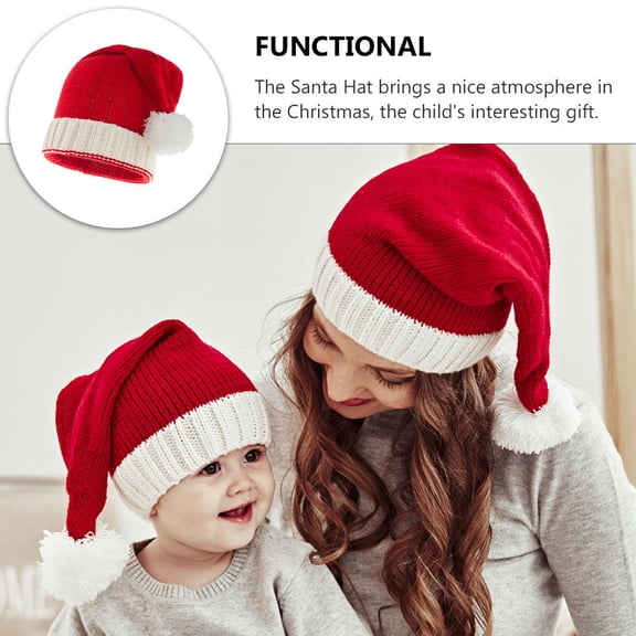 FENGGUIQU Christmas Santa Hat Red Wool Knitted Winter Beanie Hat with Warm Lining for Holiday Decor