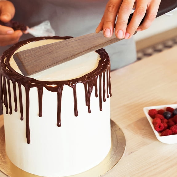 FENGGUIQU Wood Handle Spatula Wood Spatula Light Brown 1 Set for Mixing Batter