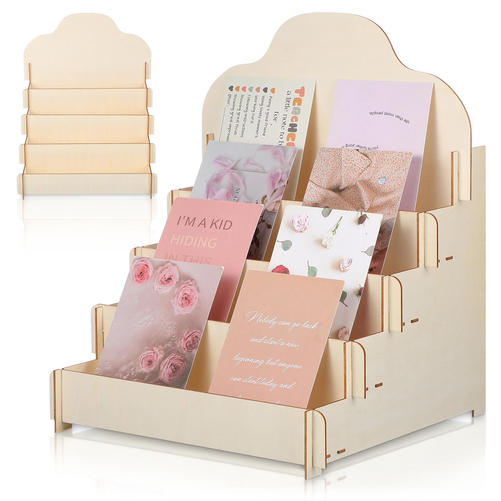 FENGGUIQU Wooden Display Stand in Beige for Greeting Cards Postcards ...