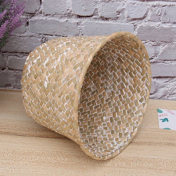 FENGGUIQU Light Brown Woven Grass Storage Basket 16x16x13 cm for Home Decoration 1 Piece