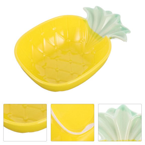 FENGGUIQU Yellow Pineapple Ceramics Bowl for Salad and Fruit Serving with Fine Craftsmanship