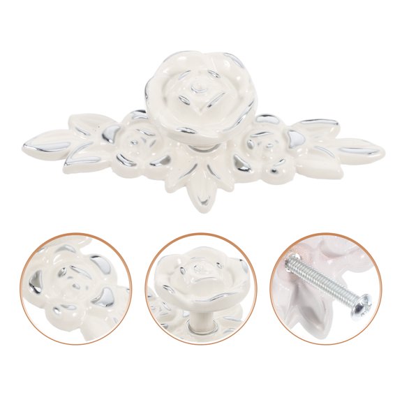 FENGGUIQU Zinc Alloy European Cabinet Handle Decorative Rose Flower Drawer Pull for Home Furniture