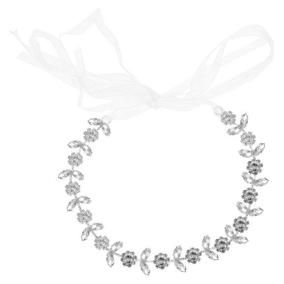 FENGGUIQU Bridal Flower Headband for Girls Silver Rhinestone Easy to Fix on Head 1Pcs