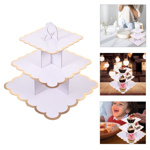FENGGUIQU Decorative Cake Stand, White Multi-Function Dessert Holder for Various Occasions