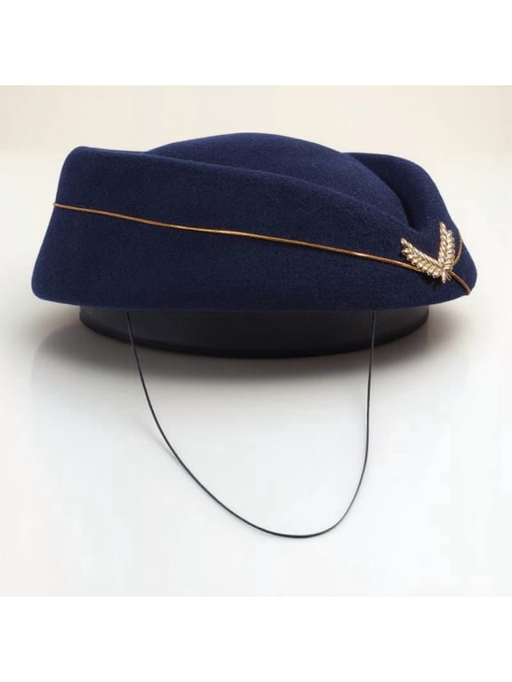 Women's Woolen Flight Attendant Hat, 1 Pack Airline Stewardess Costume Cap for Stage Performance, Party Uniform Cosplay