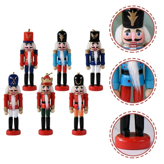FENGGUIQU nutcracker decor Nutcracker Ornament Assorted Color Christmas Tree Ornament for Collectors 6-Pcs