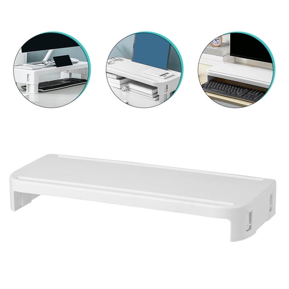 FENGGUIQU White Plastic PC Monitor Riser Stand Desk Heightener for Computer, Laptop, Office, Home, 1 Pack