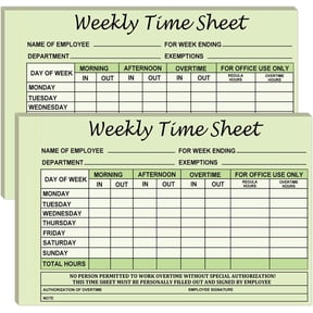 FENGHEMINGA Employee Weekly Time Sheets, 50 Sets