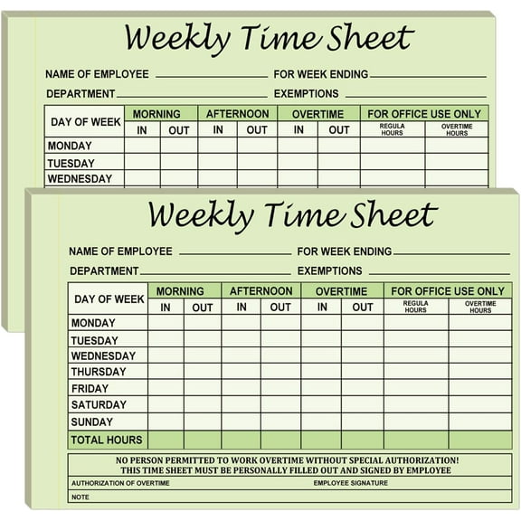 FENGHEMINGA Employee Weekly Time Sheets, 50 Sets