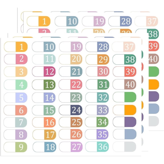 FENGHEMINGA Number Index Labels 1 to 40, Multicolor Index File Folder Labels for 3 Ring Binders, Notebook, Address Book, Teacher Book Organizing