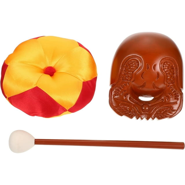 FENGMokugyo with Mallet and Mat, Wooden Fish Camphorwood Temple Block