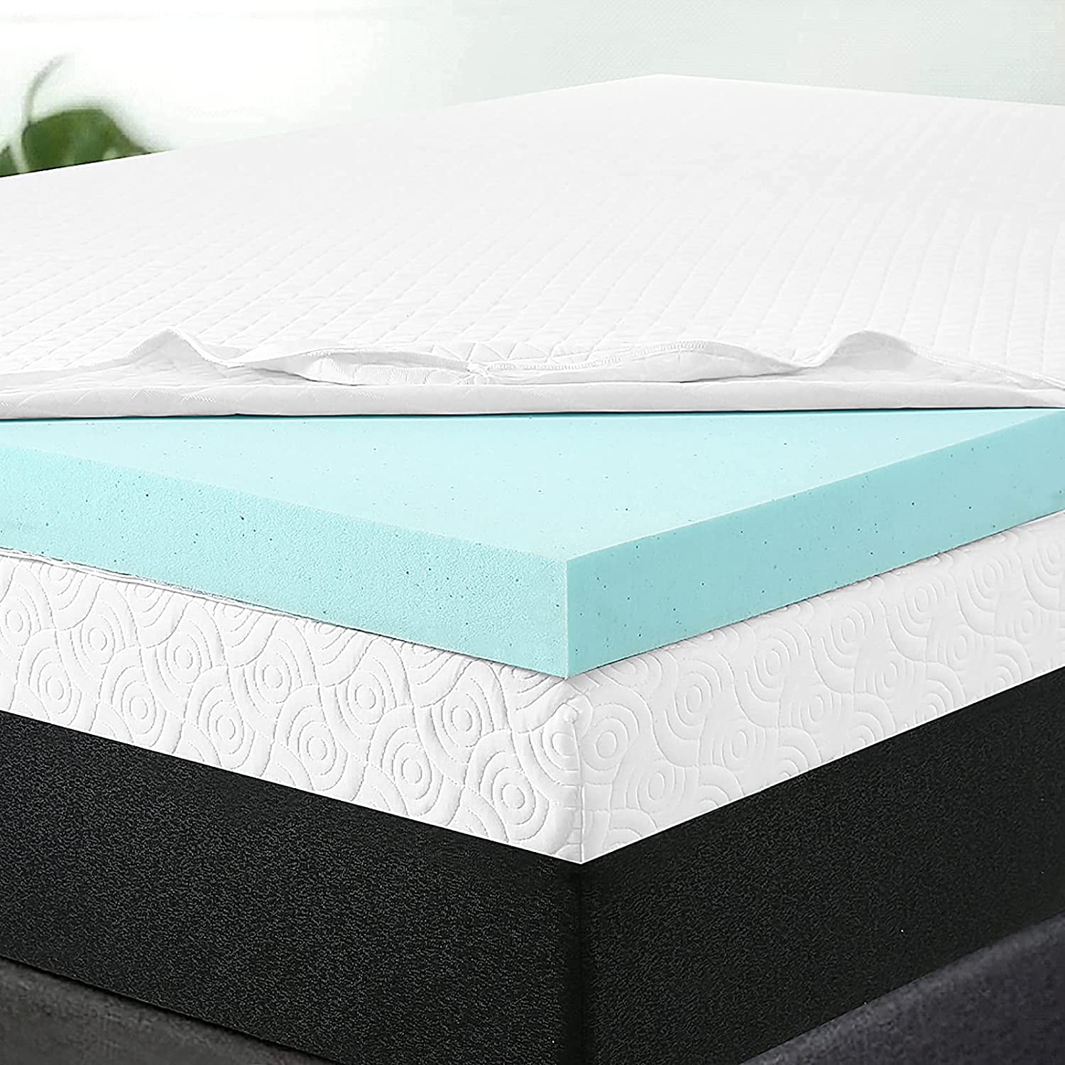 FENGPU 3 Inch Memory Foam Mattress Topper Twin Size Cooling Gel Bed Topper for College Firm