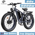 thumbnail image 1 of FENGQS 6000W Ebike for Adults, 100 Miles 50MPH Electric Mountain Bike, 60V 1200WH Aluminum Electric Bicycle, Full Suspension, Dual Hydraulic Disc Brake Ebike-(Gray Blue), 1 of 8