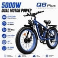 thumbnail image 1 of FENGQS Q8PLUS Electric Bike 5000W Dual Motor for Adults, 26"x4" Fat Tire, 52V/23Ah Battery, 45mph Top 80-100 Miles Range, Full Suspension, UL 2849 (Blue), 1 of 11
