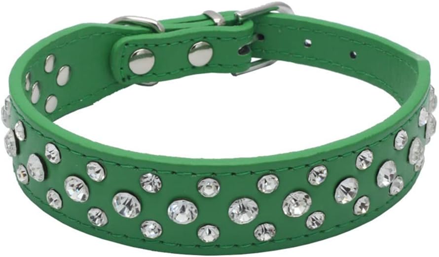 FENGRhinestone Dog Collar, Bling Rhinestone PU Leather Crystal Diamond