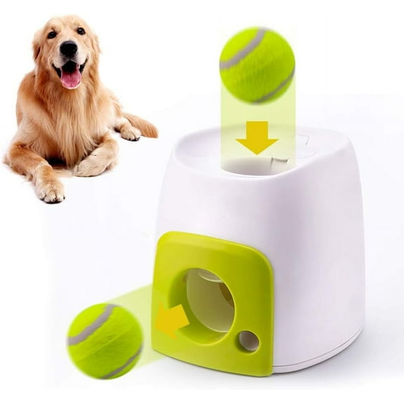 FENGTennis Ball Launcher, Interactive Dog Ball Thrower Indoor Outdoor Toy Fetch Machine Dog Toy Ball Pitching Machine for Small to Large Dogs (Green)-240810
