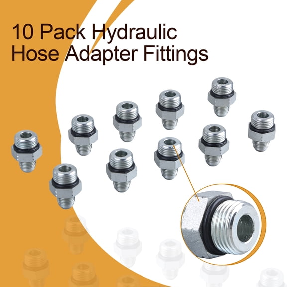 FENGXIH 10 Pack Hydraulic Hose Adapter Fittings: 3/8" JIC 37 Male x #8 SAE/ORB Male