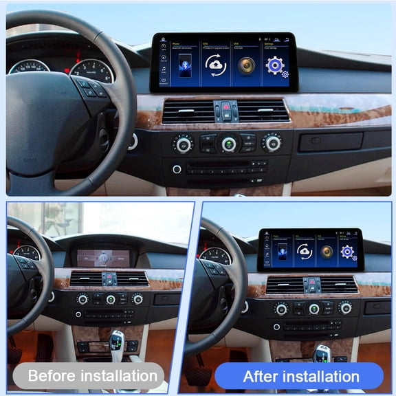 FENGXIH 12.3 Inch Linux System Car Stereo Head Unit with Carplay Android Auto 5G WiFi BT 5.2 Mirror Link with AHD Backup Camera for BMW 5 Series E60 with CCC System 2005-2010