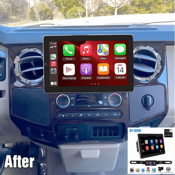 FENGXIH 2+32G Android 15 Double Din Rotated For Chevrolet Tahoe Suburban 2007-2014 - 10.1 Inch Screen, Wireless CarPlay/Android Auto + USB, FM, MP5 & Backup Camera