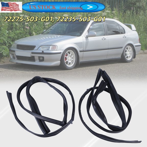 FENGXIH 2pcs Front Door Run Channel Seals for Honda Civic EK4 EK9 1996-2000, 72275-S03-G01, 72235-S03-G01