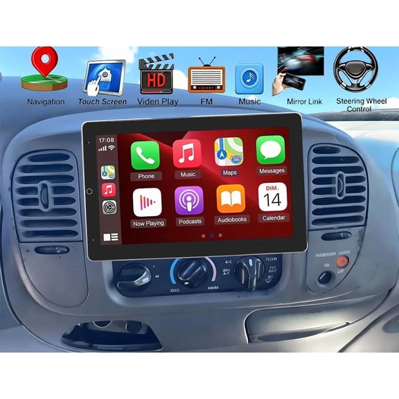 FENGXIH 4+64G For Ford F150 1997-2004 Double Din Radio Rotated - 10.1" Screen, Android 14, Wireless CarPlay/Android Auto, Bluetooth, MP5 + Backup Camera