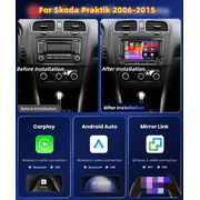 FENGXIH 7-inch Car Stereo For Skoda Praktik 2006-2015 and more, GPS Navigation with Carplay Android Auto BT WiFi SWC Car MP5 Player with 480P 36LED Backup Camera AM/FM/RDS Radio