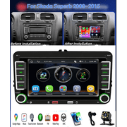 FENGXIH 7-inch Car Stereo For Skoda Superb 2008-2015 and more, GPS Navigation with Carplay Android Auto BT WiFi SWC Car MP5 Player with 480P 34LED Backup Camera AM/FM/RDS Radio