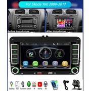 FENGXIH 7-inch Car Stereo For Skoda Yeti 2009-2017 and more, GPS Navigation with Carplay Android Auto BT WiFi SWC Car MP5 Player with 480P 33LED Backup Camera AM/FM/RDS Radio