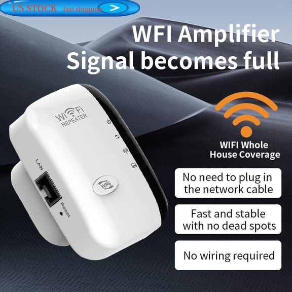 FENGXIH WiFi Range Extender WiFi Signal Booster Wireless Signal Amplifier 2.4GHz 300Mbps Band up to Internet Range Booster with Integrated Antennas LAN Port White