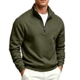 thumbnail image 1 of FENGYOU Mens Casual Quarter Zip Sweatshirt Fleece Lined Thick Pullover Stand Collar Long Sleeve Regular Fit Solid Top Army Green L, 1 of 6