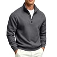 thumbnail image 1 of FENGYOU Mens Casual Quarter Zip Sweatshirt Fleece Lined Thick Pullover Stand Collar Long Sleeve Regular Fit Solid Top Dark Gray XL, 1 of 6