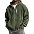 thumbnail image 1 of FENGYOU Mens Corduroy Zip Up Hoodie Oversized Drop Shoulder Sweatshirt Ribbed Long Sleeve Hooded Jacket Casual Pullover Army Green L, 1 of 5