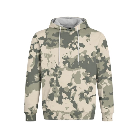 FENGYOU Mens Fleece Lined Pullover Hoodie Long Sleeve Hooded Sweatshirt Relaxed Fit Camo Print Casual Streetwear Top Khaki S