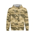 thumbnail image 1 of FENGYOU Mens Fleece Lined Pullover Hoodie Long Sleeve Hooded Sweatshirt Relaxed Fit Camo Print Casual Streetwear Top Light Brown 2XL, 1 of 7