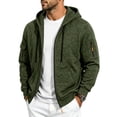 thumbnail image 1 of FENGYOU Mens Heavyweight Fleece Lined Zip Up Hoodie Loose Fit Hooded Sweatshirt Multi Pocket Casual Jacket Outerwear Army Green L, 1 of 7