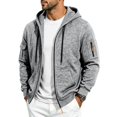 thumbnail image 1 of FENGYOU Mens Heavyweight Fleece Lined Zip Up Hoodie Loose Fit Hooded Sweatshirt Multi Pocket Casual Jacket Outerwear Light Gray 3XL, 1 of 7