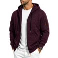 thumbnail image 1 of FENGYOU Mens Heavyweight Fleece Lined Zip Up Hoodie Loose Fit Hooded Sweatshirt Multi Pocket Casual Jacket Outerwear Wine S, 1 of 7
