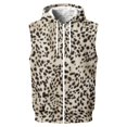 thumbnail image 1 of FENGYOU Mens Sleeveless Zip Up Hoodie Vest Casual Athletic Hooded Jacket with Leopard Print Lightweight Fleece Outerwear Khaki 3XL, 1 of 8