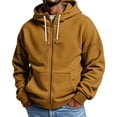 thumbnail image 1 of FENGYOU Mens Waffle Knit Zip Up Hoodie Long Sleeve Drawstring Hooded Sweatshirt Relaxed Fit Casual Full Zip Jacket Earthy Yellow 2XL, 1 of 5