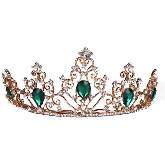 FENGmermaid costume for women gothic tiara tiaras for women wedding Prom Tiaras princess for women baroque princess crown vintage crowns and tiaras prom queen crystal green crown bride-240519