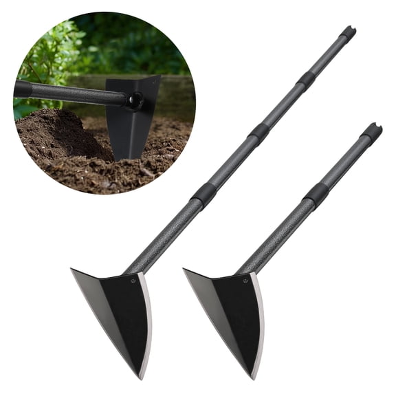 FENHRTVM Garden Hoe 60Inch Adjustable Triangle Hoe With Long Handle,Sharp Metal Hoe Garden Tool for Weeding, Digging, Loosening Soil,Black