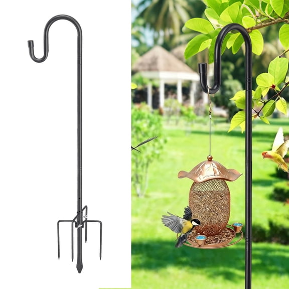 FENHRTVM Shepherds Hook for Bird Feeder 94in Adjustable Garden Hanger Pole for Hammingbirds, Flower Basket, Christmas Lights,Black Metal